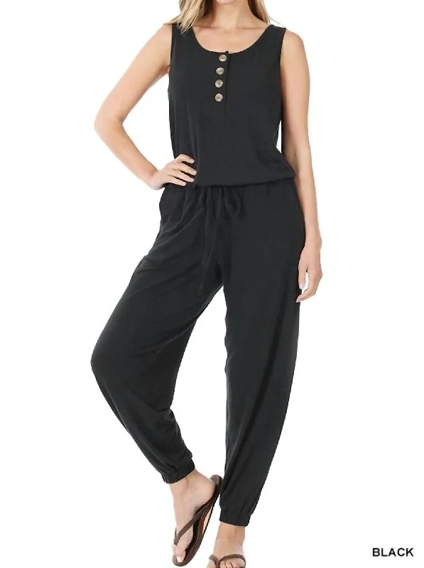 Sleeveless Jogger Jumpsuit In Black