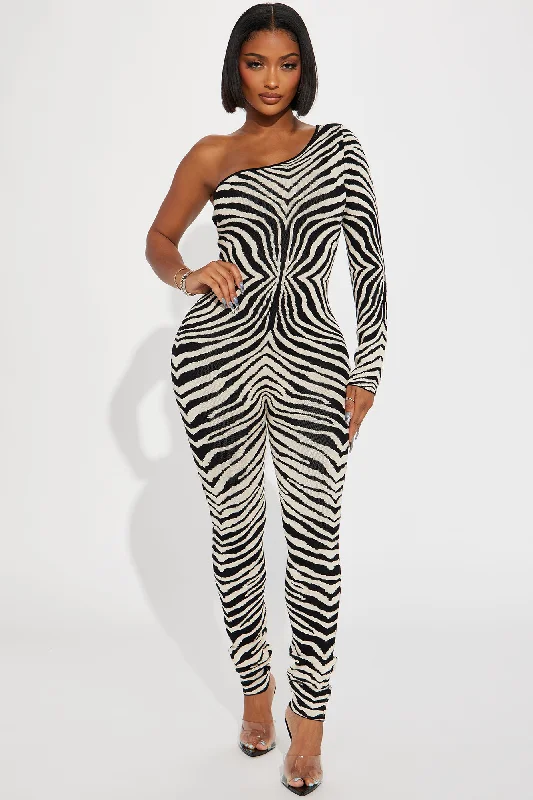 Spice It Up Sweater Jumpsuit - Black/White