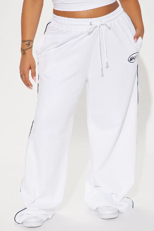 Sporty Contrast Wide Leg Pant - White