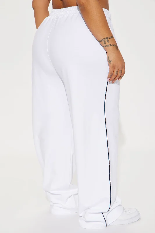 Sporty Contrast Wide Leg Pant - White