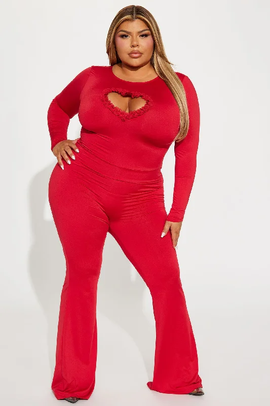 Stole Your Heart Jumpsuit - Red