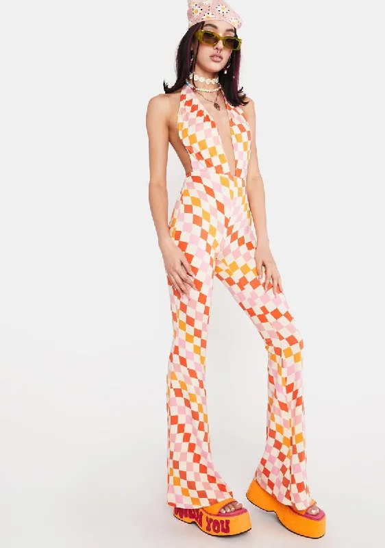 Summer Morning Checkered Jumpsuit