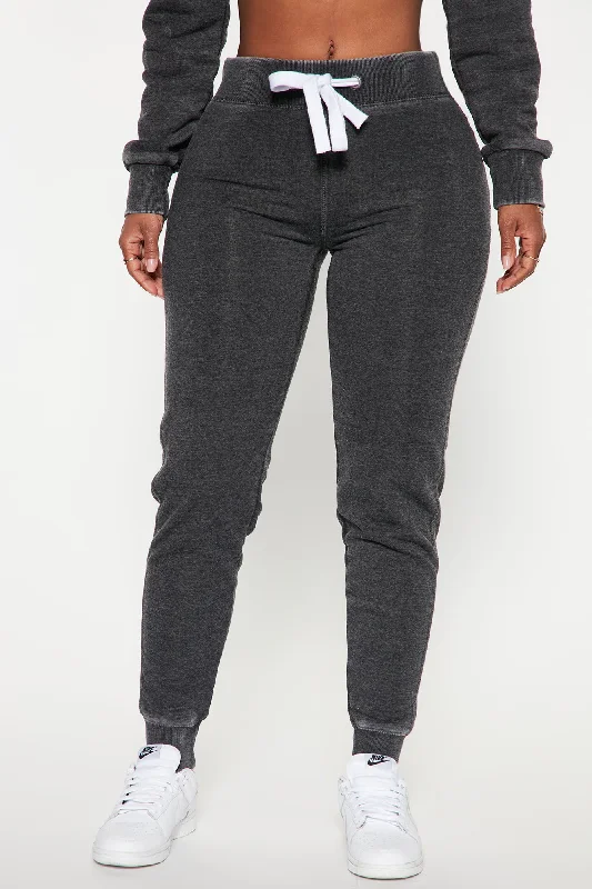 Sweet Dreams Mineral Wash Jogger - Charcoal