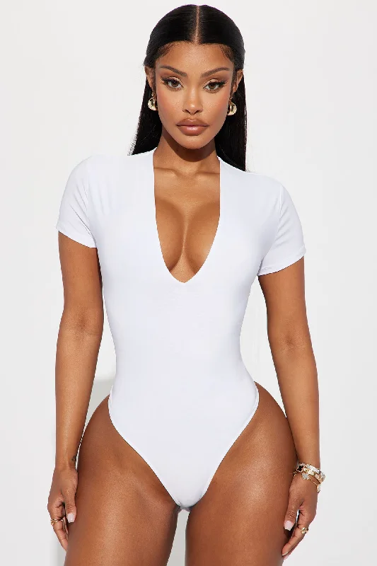 Take The Plunge Lined Bodysuit - White