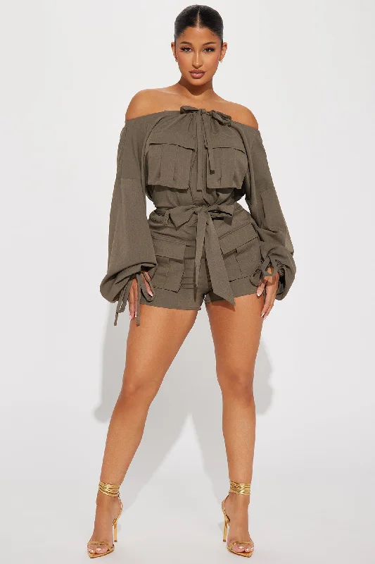 Tania Linen Romper - Olive