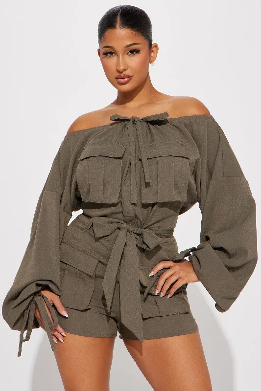 Tania Linen Romper - Olive