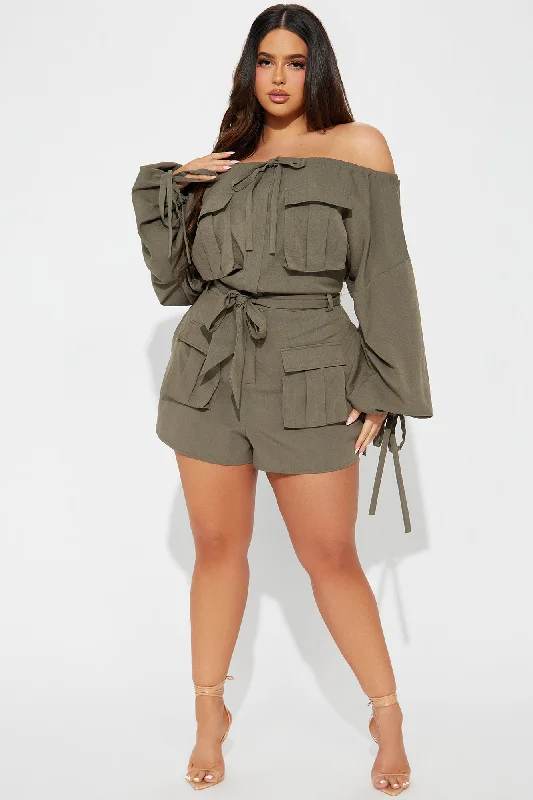 Tania Linen Romper - Olive