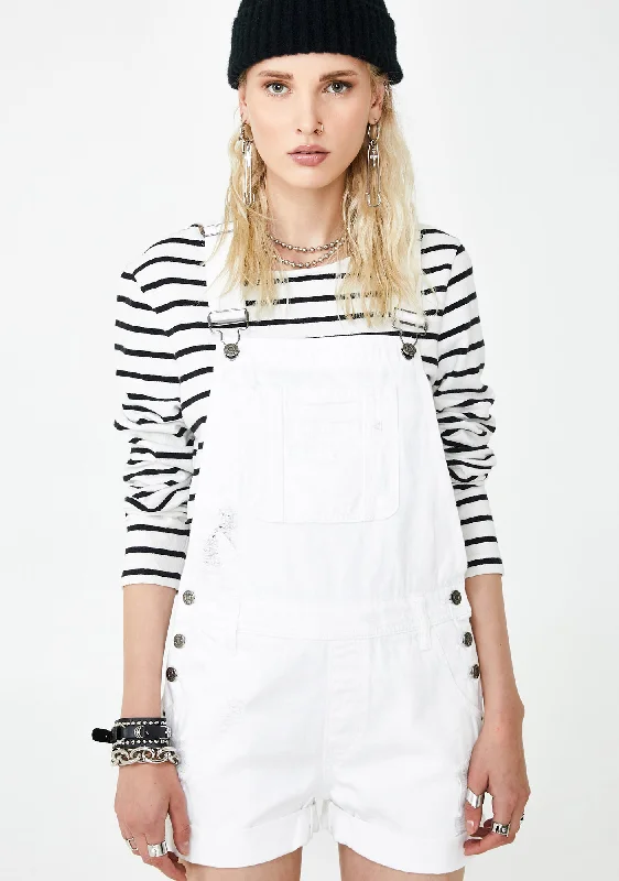 White Boyfriend Shortalls