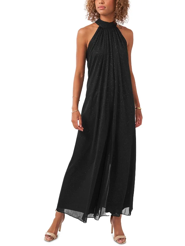 Womens Shimmer Halter Jumpsuit