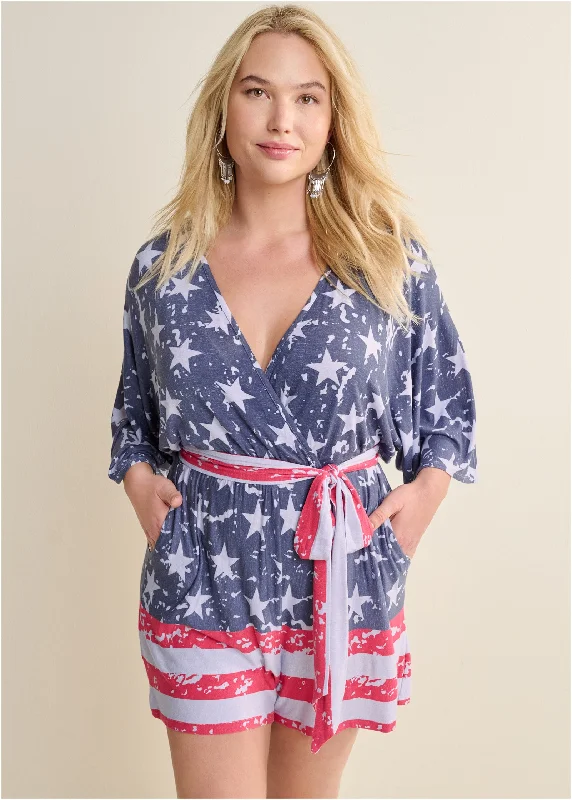 Americana romper  - Blue Multi