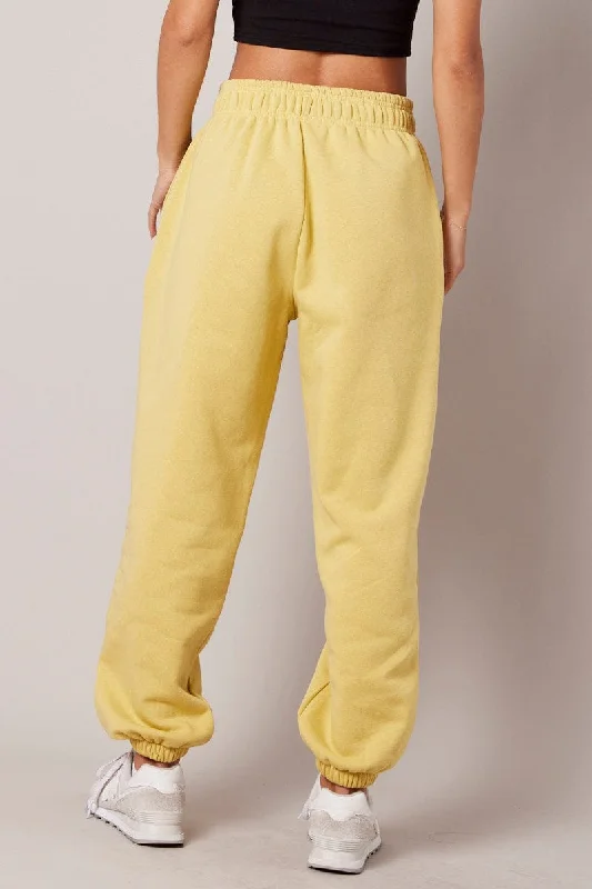 Yellow Track Pants High Rise