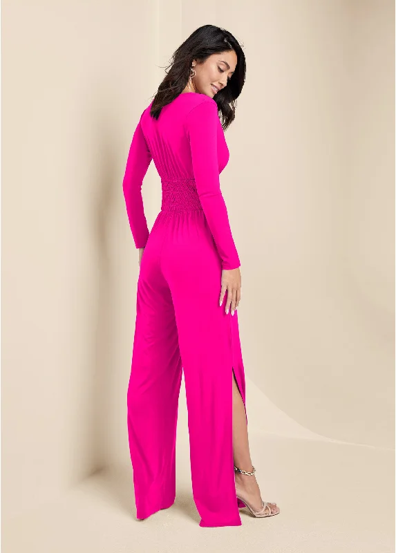 Smocked waist jumpsuit - Pink