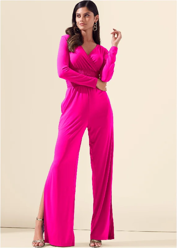 Smocked waist jumpsuit - Pink