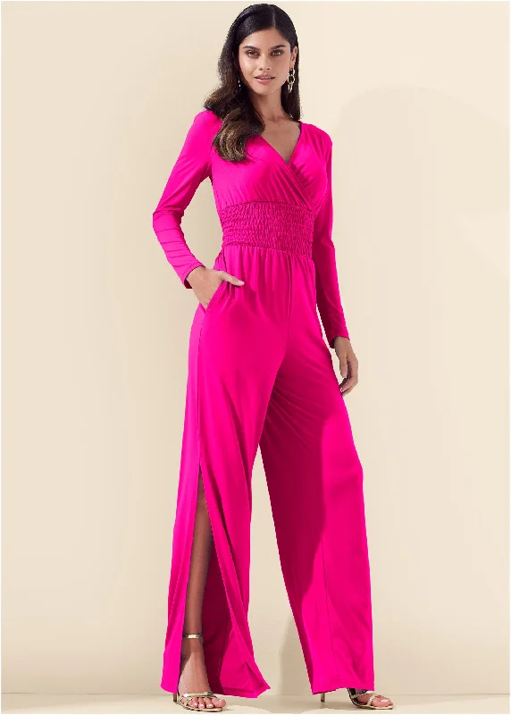 Smocked waist jumpsuit - Pink