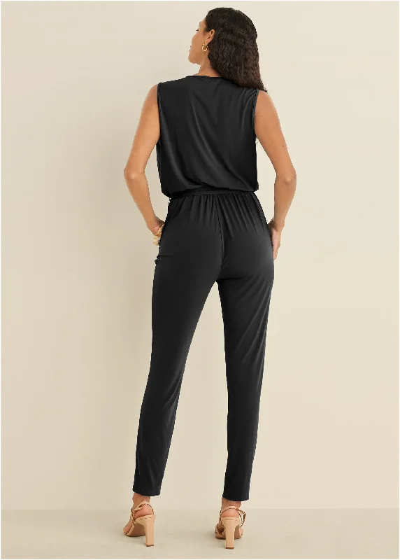 Wrap tie jumpsuit - Black