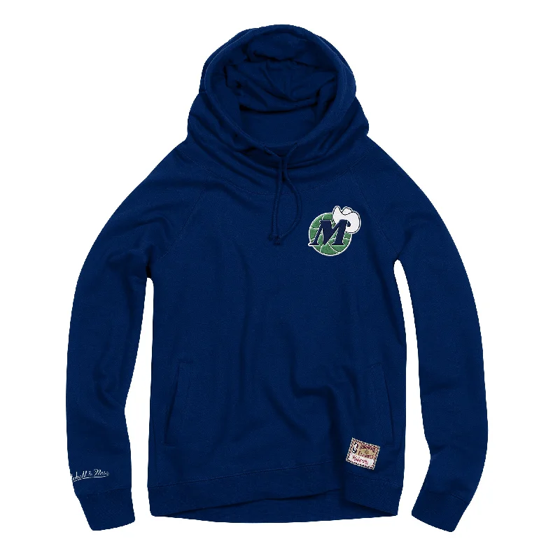 DALLAS MAVERICKS MITCHELL & NESS WOMENS HWC FUNNEL NECK FLEECE HOODIE