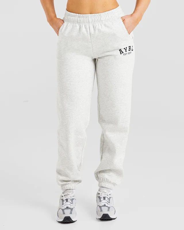 Varsity Graphic Oversized Joggers - Grey Marl