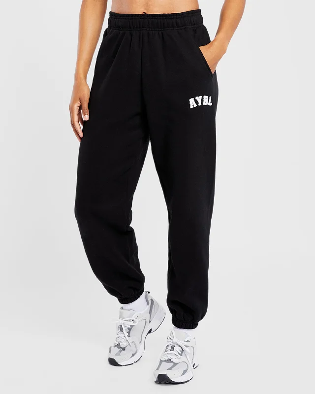 Varsity Oversized Joggers - Black